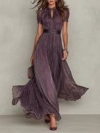 Embla | Vestido Longo Feminino Chiffon Decote Gota
