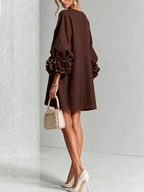 Mira | Vestido Feminino Linho Manga Bufante Mini Shift