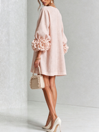 Mira | Vestido Feminino Linho Manga Bufante Mini Shift