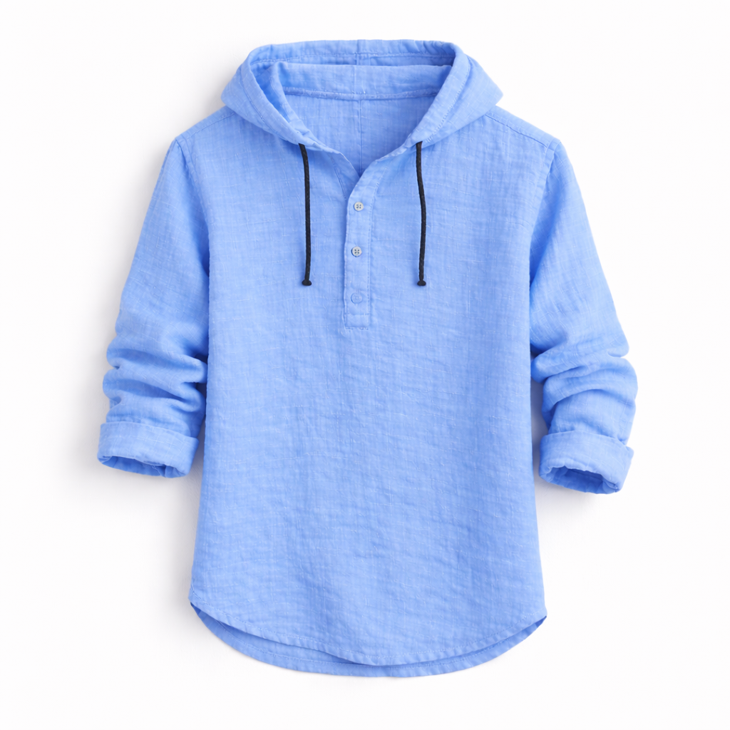 Dione | Homem Camisa Henley com Capuz Manga Comprida