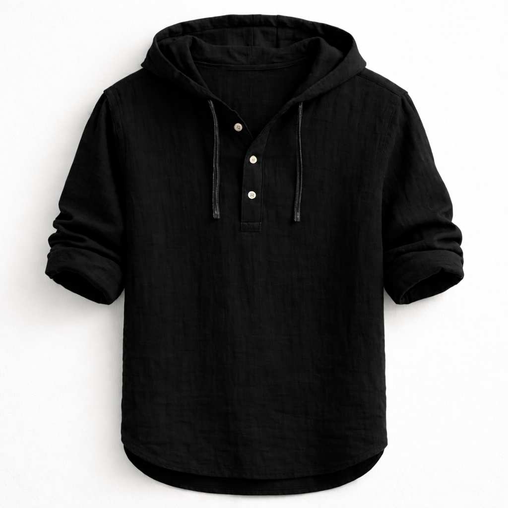 Dione | Homem Camisa Henley com Capuz Manga Comprida
