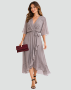Mira | Vestido Longo Feminino Decote V Cós Amarrado
