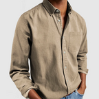 Odette | Camisa Casual Masculina Manga Longa Gola com Lapela