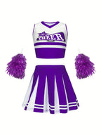 Calla | Conjunto de Cheerleading Infantil | Animação, Esporte | Saia, Top e Pompons