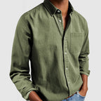 Odette | Camisa Casual Masculina Manga Longa Gola com Lapela