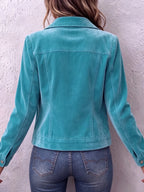 Casaco Feminino Vintage Lavado Botões Relaxado