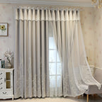 Reva | Cortinas Bordadas Fadas | Filtragem de Luz, Conjunto 2 Painéis | 100% Poliéster, Argolas