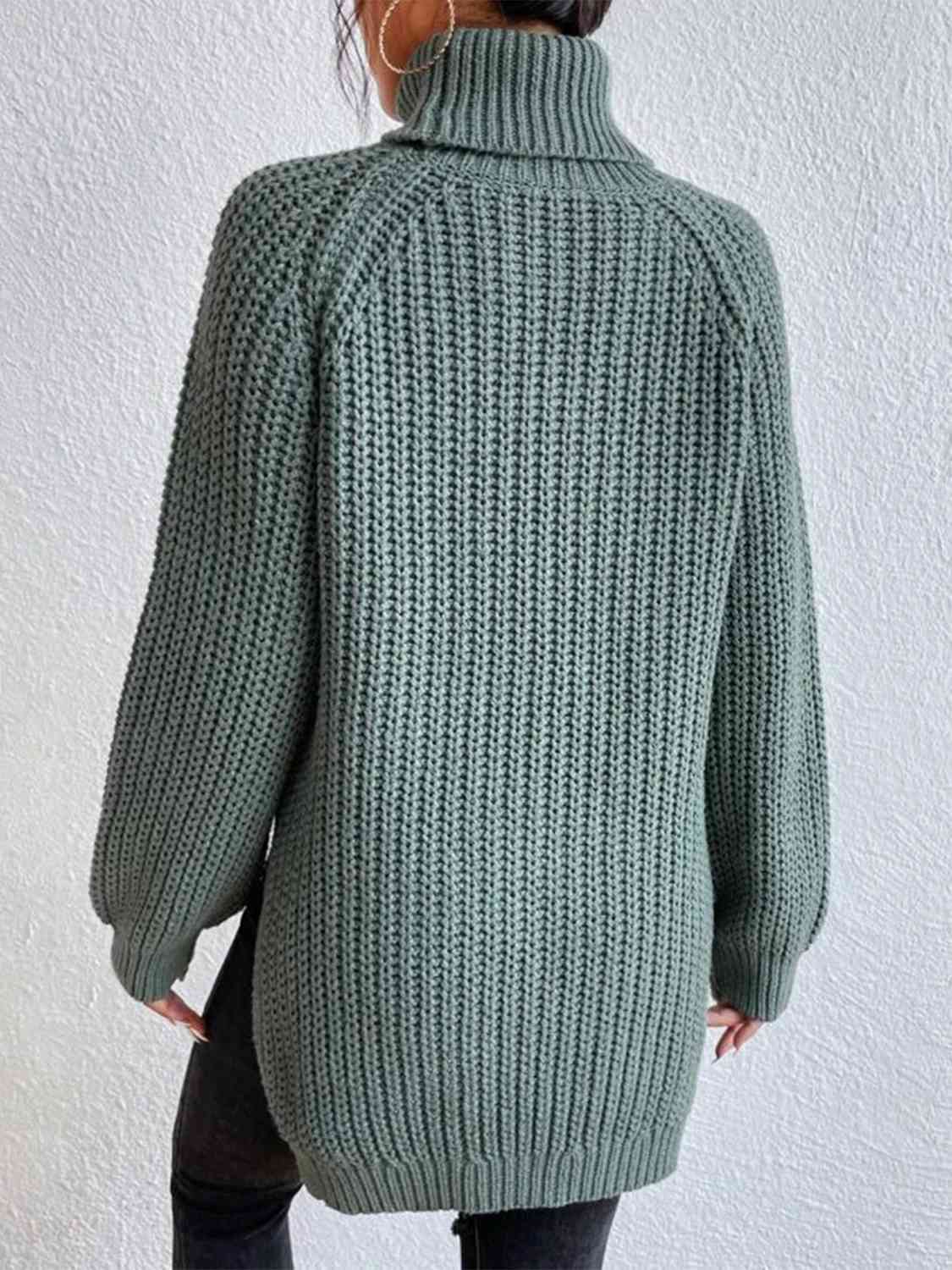 Perla | Camisola Feminina Gola Alta Canelada com Fenda Lateral