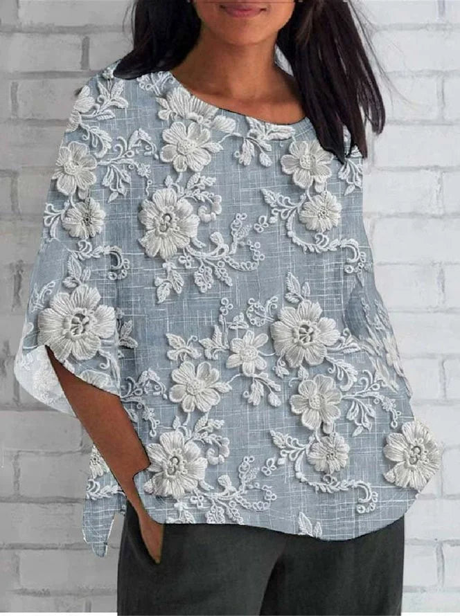 Clea | Blusa Feminina Floral Bordado Vintage