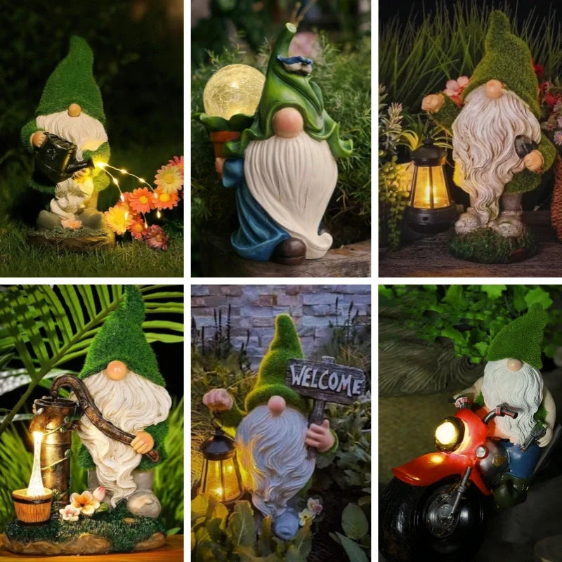 Odette | Gnomos Solares de Jardim | Decoração Solar LED | Resina Impermeável