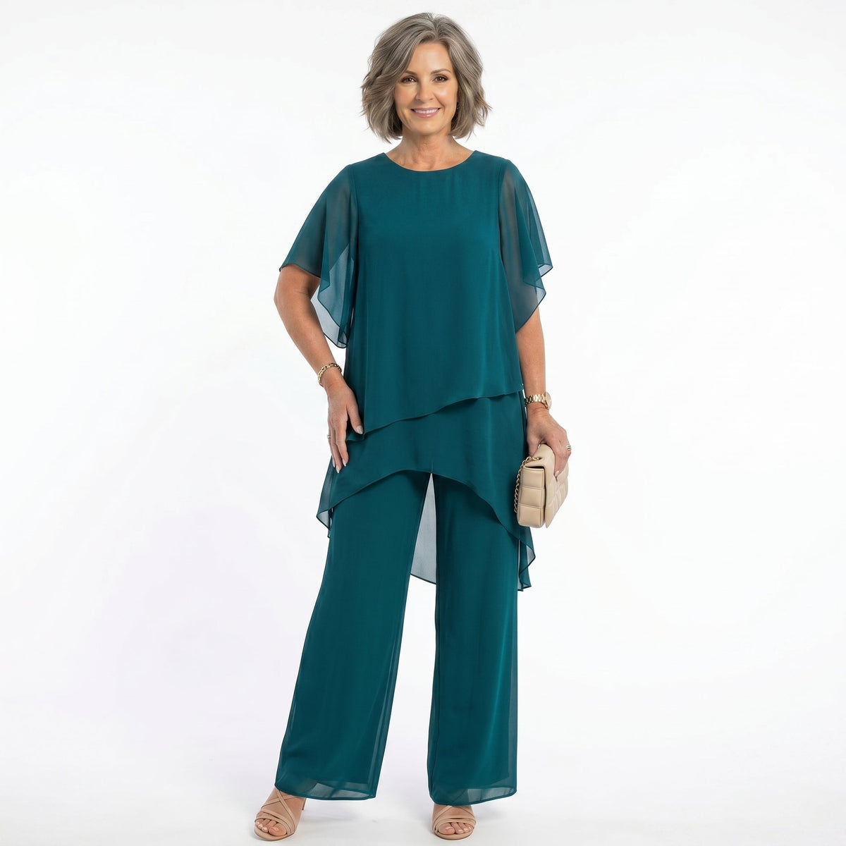 Conjunto Cerimónia Mulher | Túnica Assimétrica, Calças Fluidas