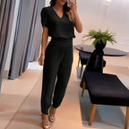 Leah | Conjunto Feminino Blusa e Calça Manga Bufante