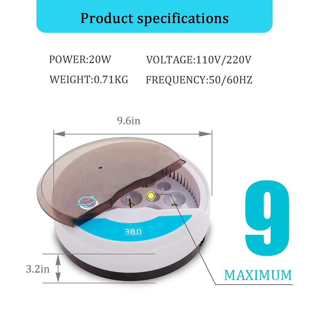Romilly | Incubadora de Ovos Automática LED com Controlo de Temperatura