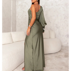 Vestido de Noite Feminino | Uma Ombreira, Assimétrico, Ajustado