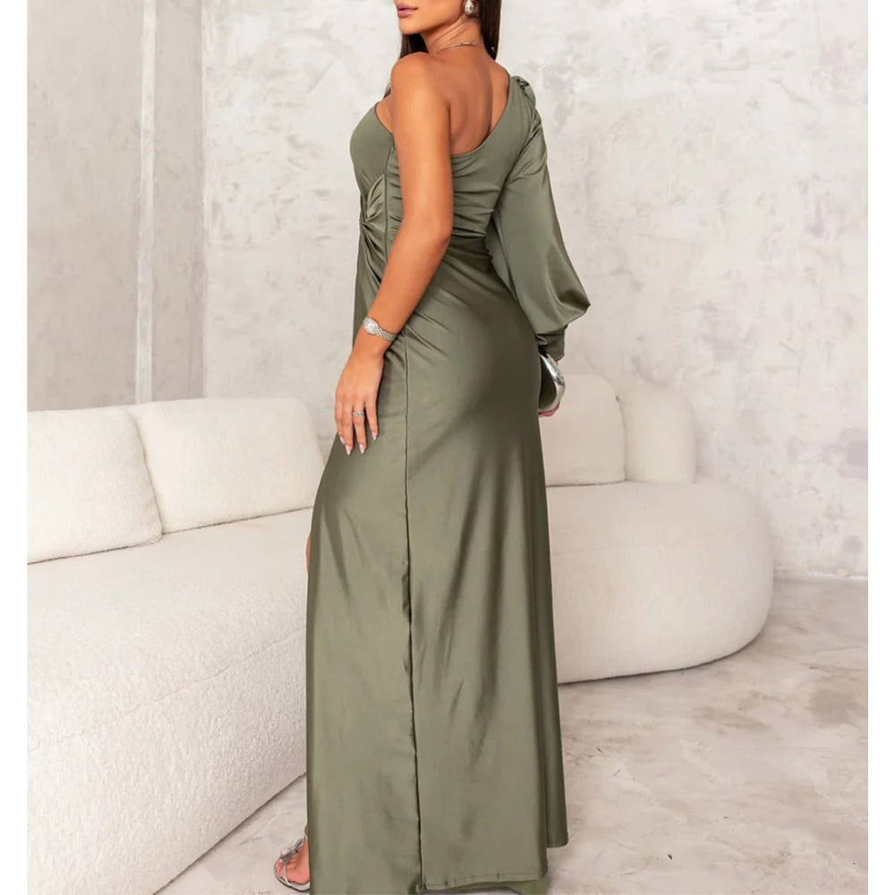 Vestido de Noite Feminino | Uma Ombreira, Assimétrico, Ajustado