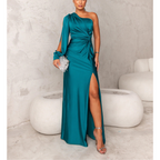 Vestido de Noite Feminino | Uma Ombreira, Assimétrico, Ajustado