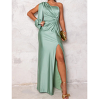 Vestido de Noite Feminino | Uma Ombreira, Assimétrico, Ajustado
