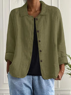 Cardigan Feminino | Algodão e Linho, Tecido Leve | Estilo Camisa, Casual Chic