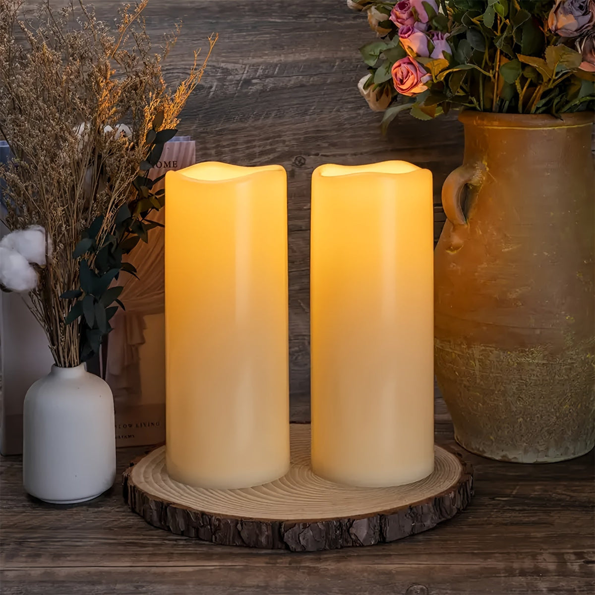 Valentina | Velas LED sem Chama | 12 Unidades, Impermeáveis, com Timer e Telecomando | Cor Marfim