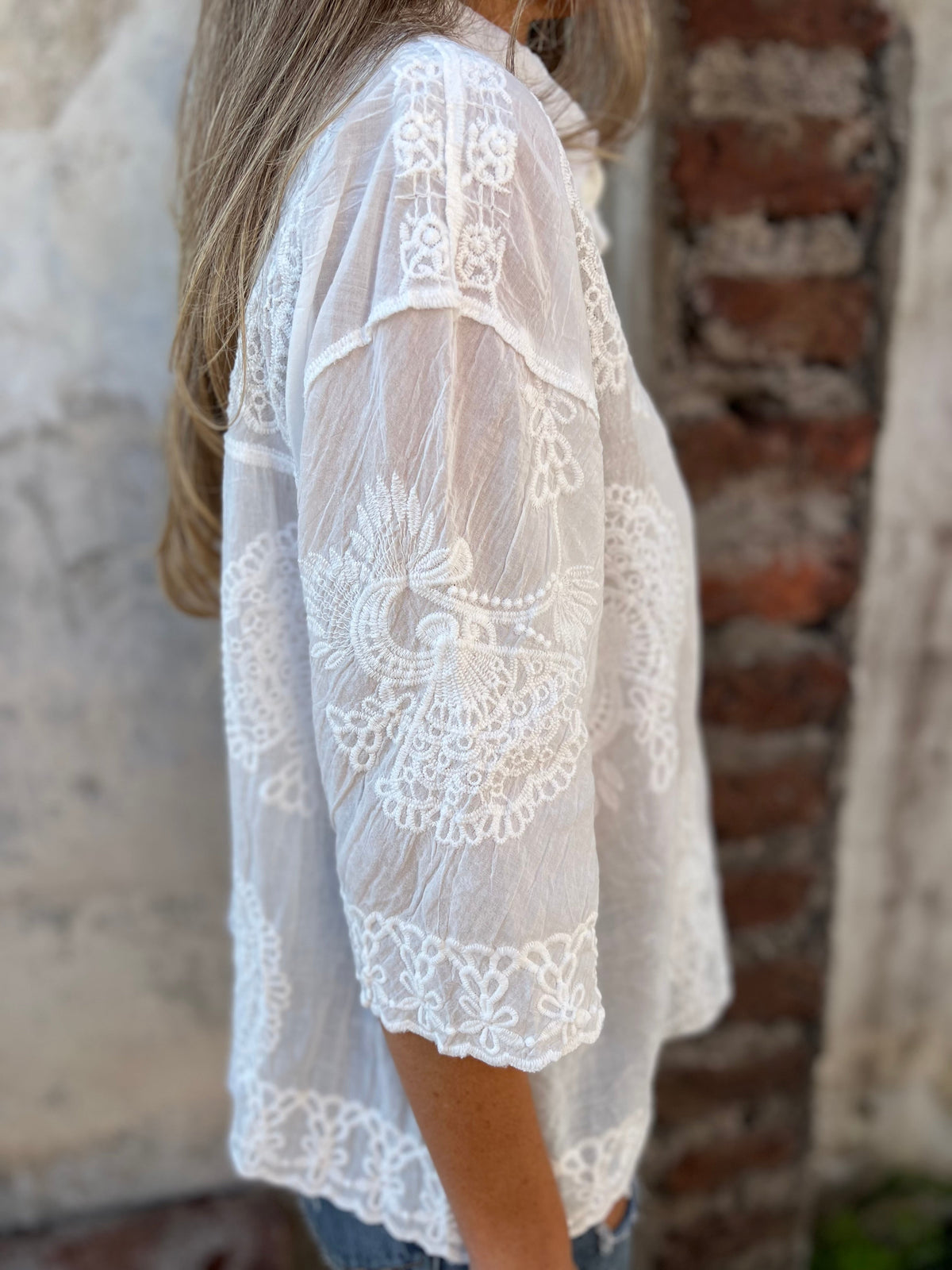 Freya | Blusa Feminina Renda Bordada