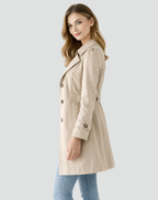 Gabardine Mulher Ajustada | Leve, Colarinho Clássico | Primavera