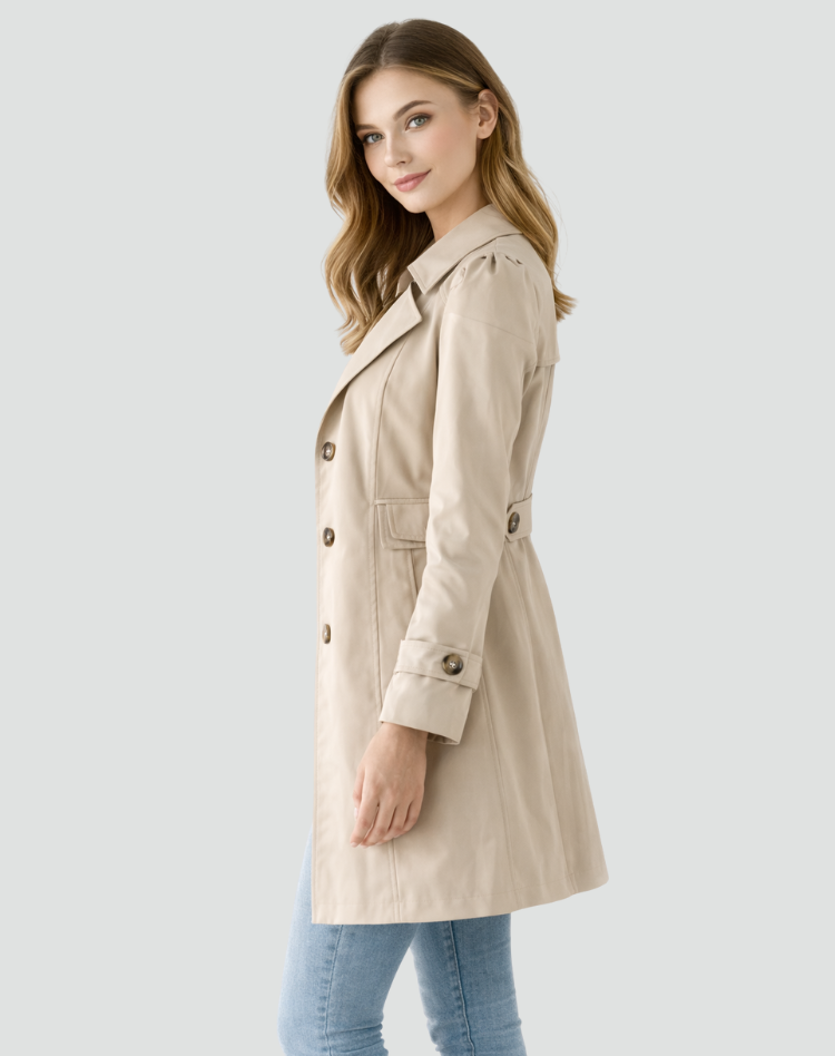 Gabardine Mulher Ajustada | Leve, Colarinho Clássico | Primavera