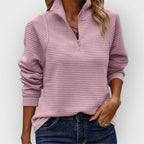 Dione | Camisola Canelada Feminina Quarter-Zip com Gola