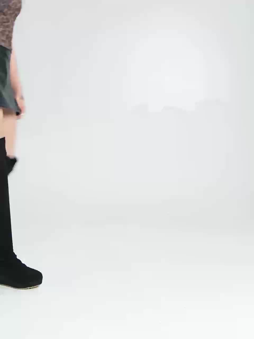 Solveig | Botas Acima do Joelho Femininas Elásticas com Cunha