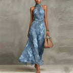 Vestido Maxi Floral Halter Mulher