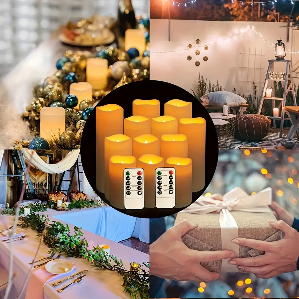 Valentina | Velas LED sem Chama | 12 Unidades, Impermeáveis, com Timer e Telecomando | Cor Marfim