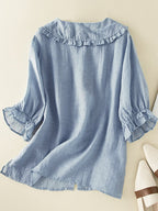 Cassia | Blusa Feminina Gola Folhada com Botões