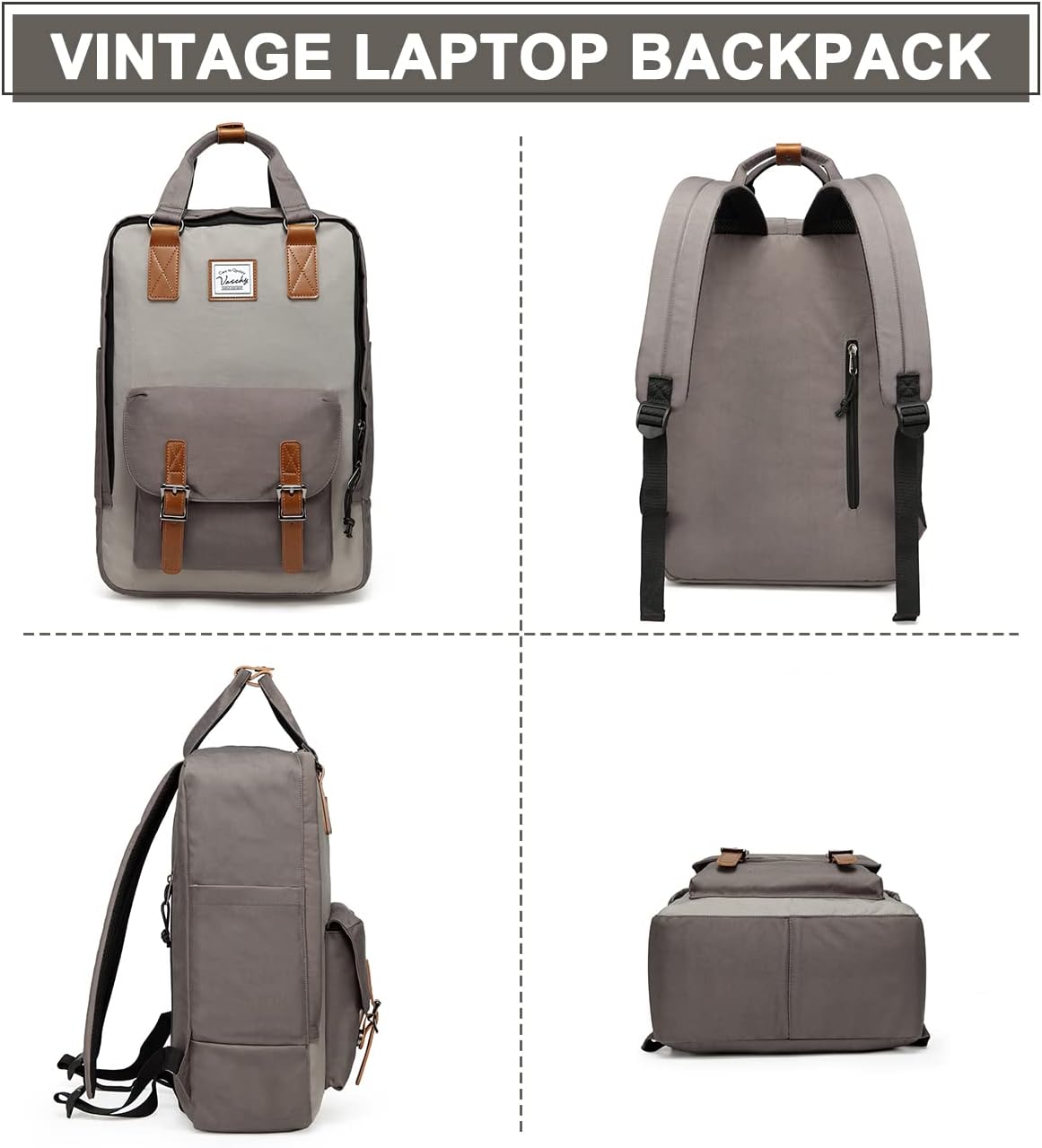 Mochila para Laptop 15,6" | Resistente à Água, Vintage | Organizer, Vinylon