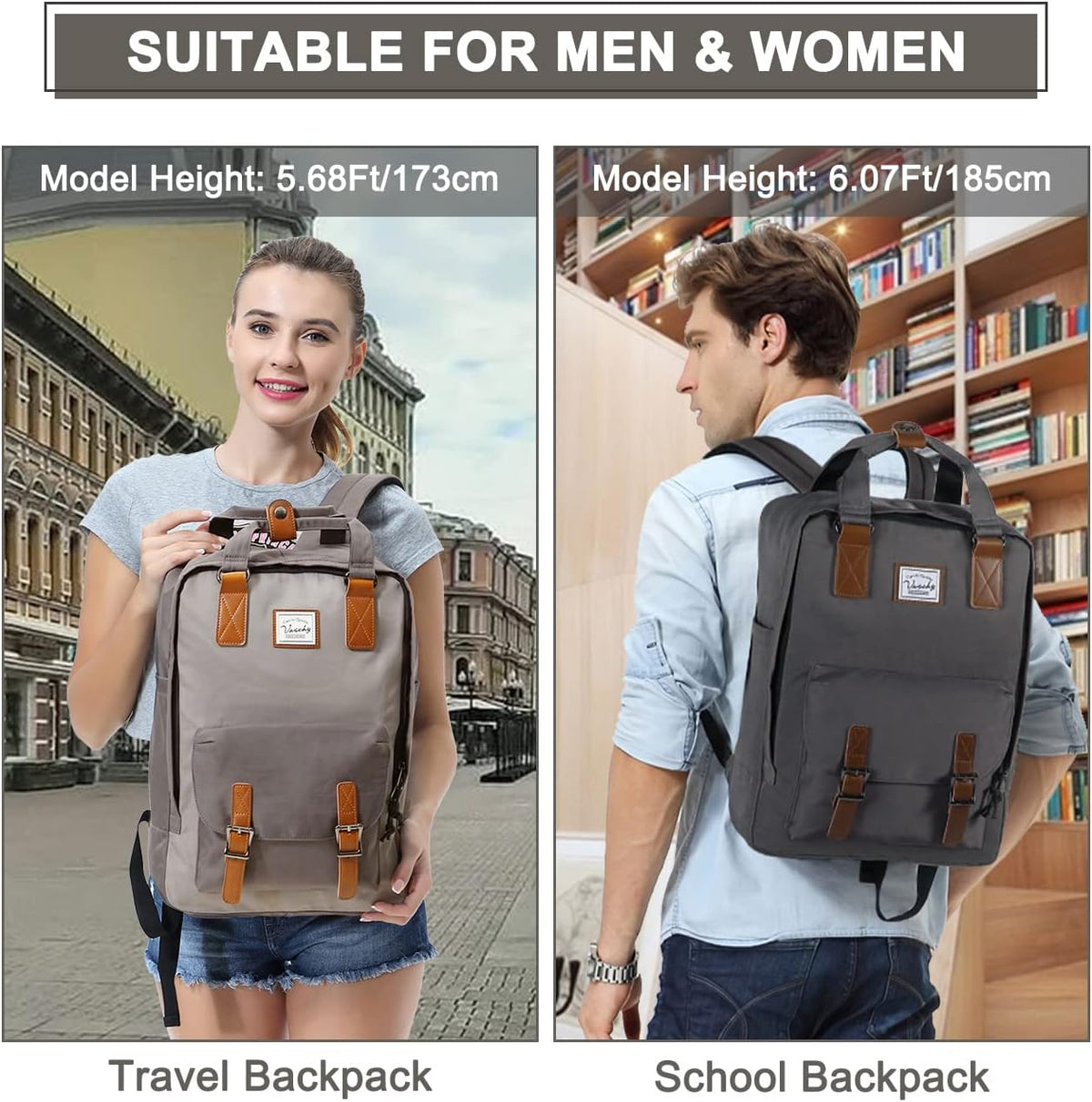 Mochila para Laptop 15,6" | Resistente à Água, Vintage | Organizer, Vinylon