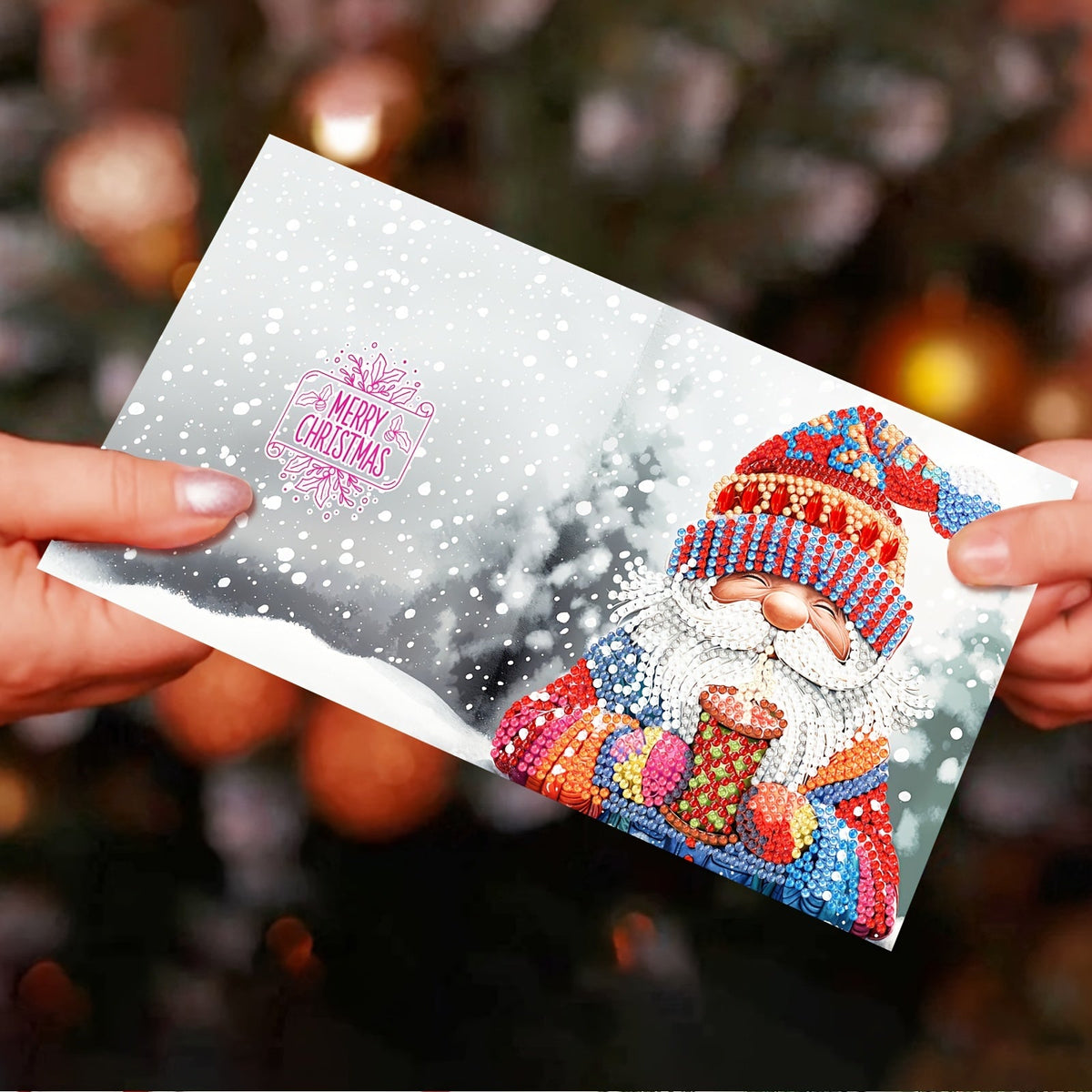 Lyra | Cartões de Natal DIY 5D Diamond Painting | 12 Unidades com Envelopes | Pintura de Diamante