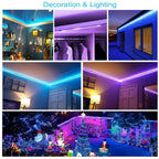 Odette | Fita LED 10m | Controlo Remoto 44 Teclas, 16 Cores, RGB | Iluminação Interior