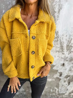 Quinn | Casaco Feminino Oversized Teddy com Botões