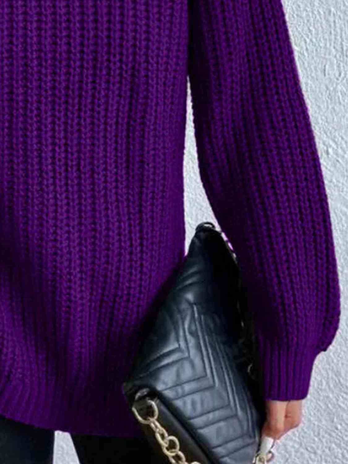 Perla | Camisola Feminina Gola Alta Canelada com Fenda Lateral