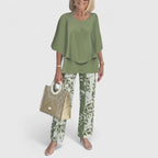 Solene | Conjunto Feminino Duas Peças Calça Wide Leg Relaxed Fit