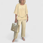 Solene | Conjunto Feminino Duas Peças Calça Wide Leg Relaxed Fit