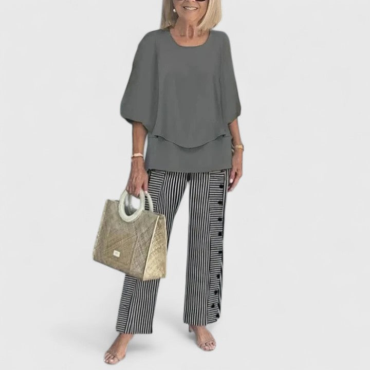 Solene | Conjunto Feminino Duas Peças Calça Wide Leg Relaxed Fit