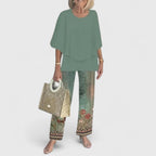 Solene | Conjunto Feminino Duas Peças Calça Wide Leg Relaxed Fit