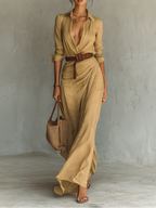 Wenna | Vestido Longo Casual Gola Lapela