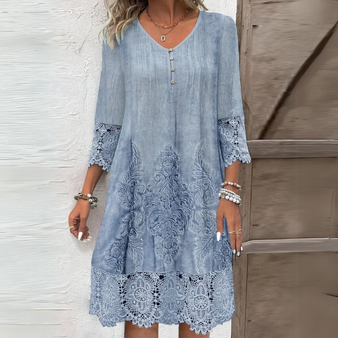 Briar | Vestido Midi Bordado Tecido Respirável