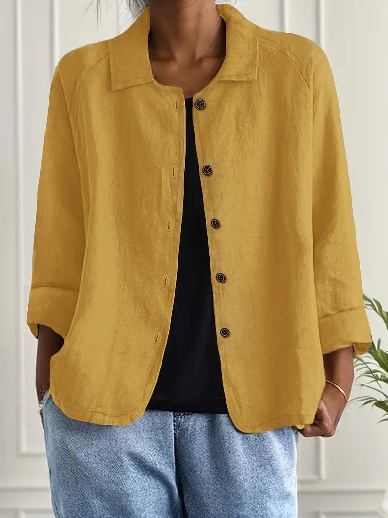 Cardigan Feminino | Algodão e Linho, Tecido Leve | Estilo Camisa, Casual Chic