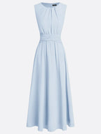 Vestido Longo em Chiffon Franzido Mulher