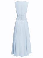 Vestido Longo em Chiffon Franzido Mulher