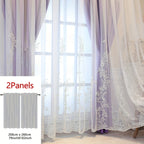 Reva | Cortinas Bordadas Fadas | Filtragem de Luz, Conjunto 2 Painéis | 100% Poliéster, Argolas