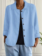 Cardigan Feminino | Algodão e Linho, Tecido Leve | Estilo Camisa, Casual Chic