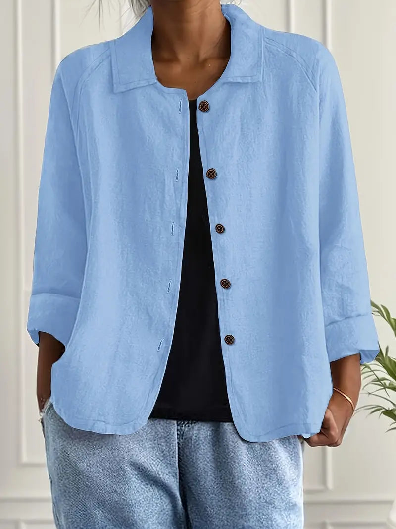 Perla | Mulher Cardigan Camisa Algodão Linho