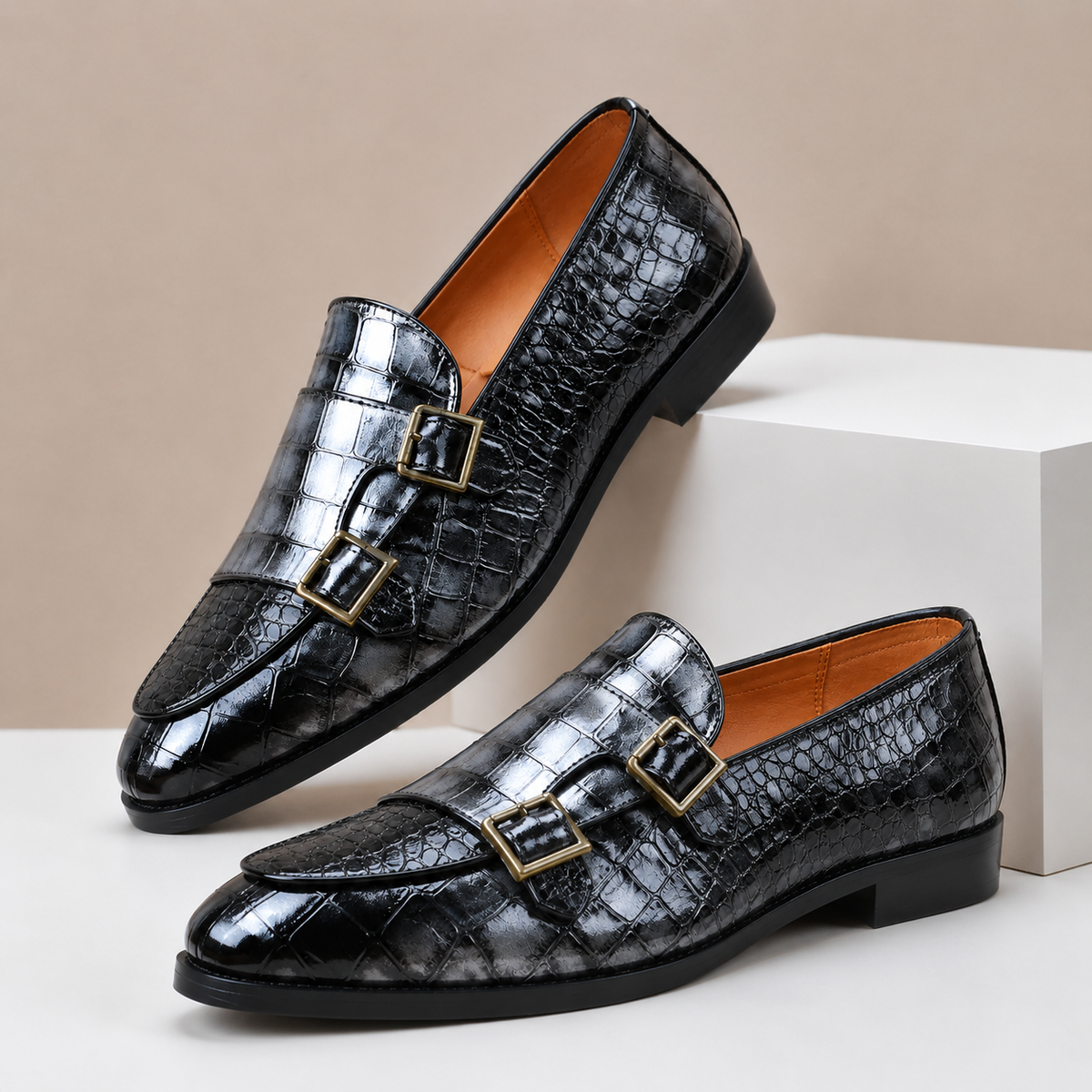 Kaia | Homem Mocassim Couro Double Monk Strap